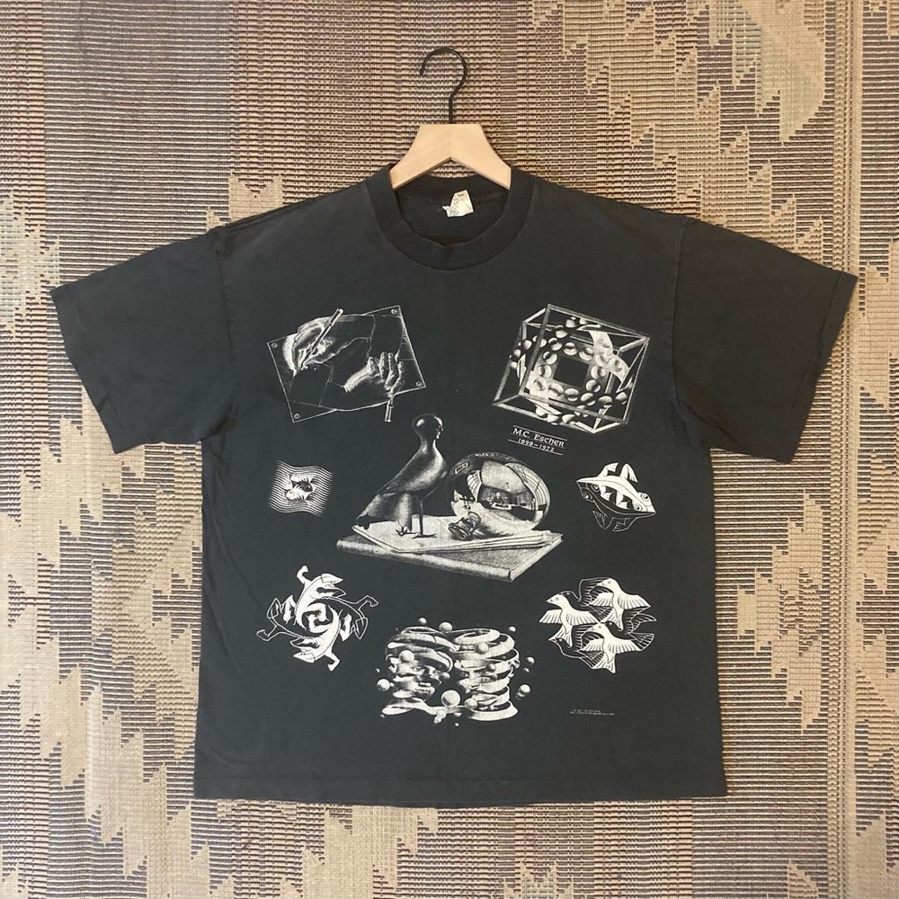 Vintage‎ MC Escher 1991 Single Stitch AOP Art Y2K Tee Shirt